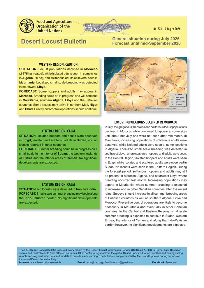 Desert Locust Bulletin 574 (5 August 2026)